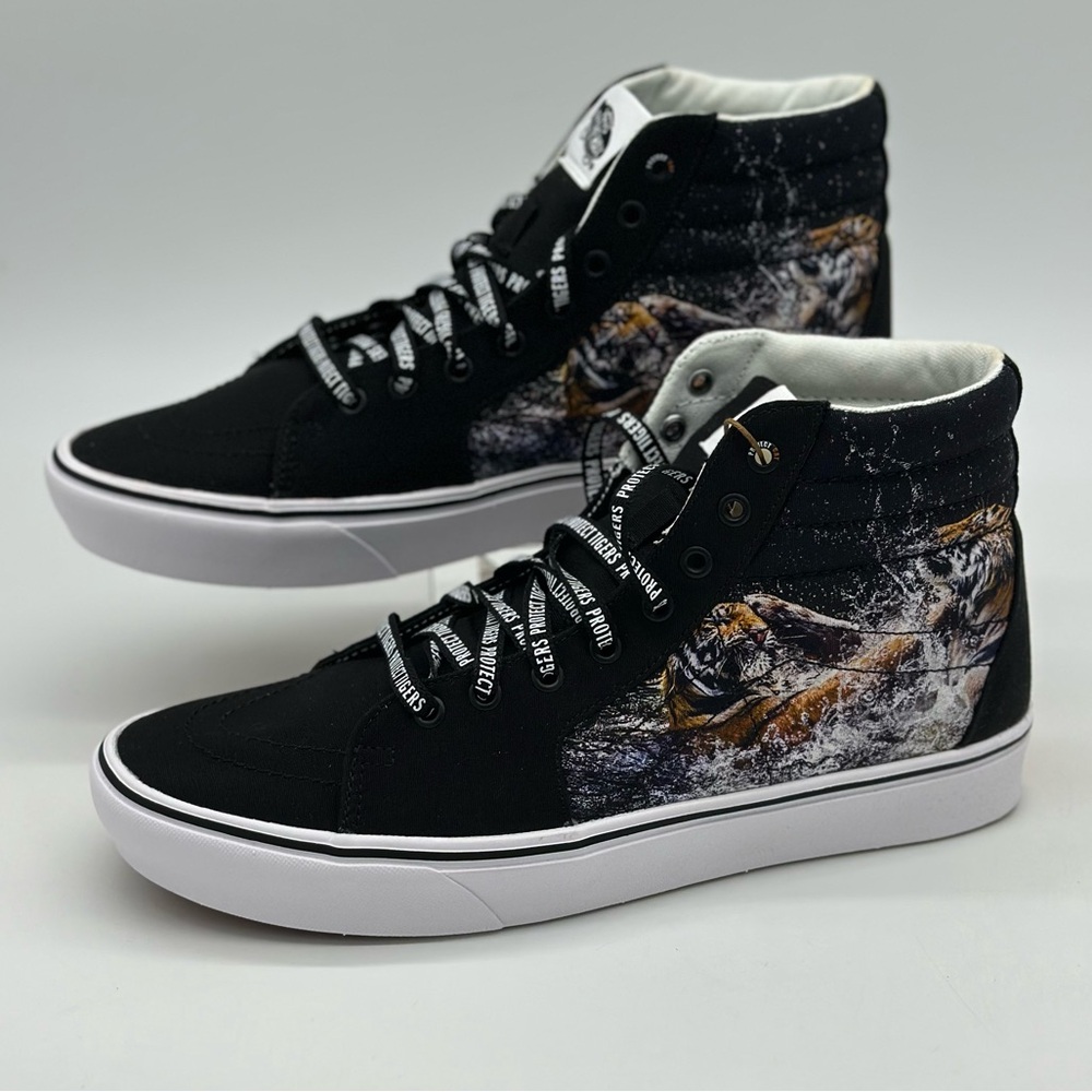 Black High-Top Sneakers with Tiger Design